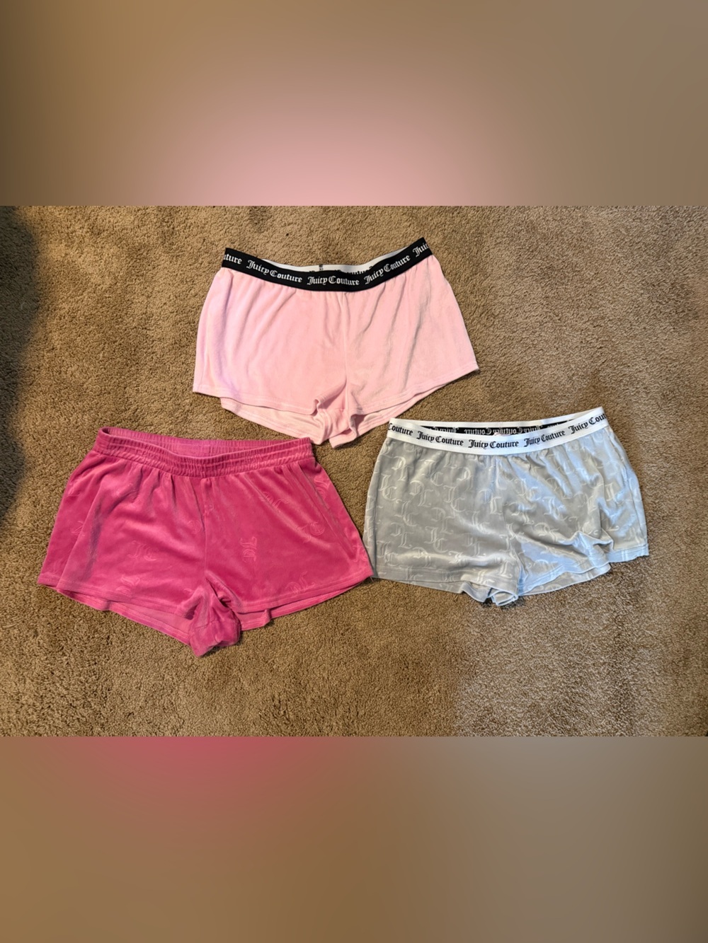 Juicy Couture Velour Lounge Shorts Lot of 3 NWOT